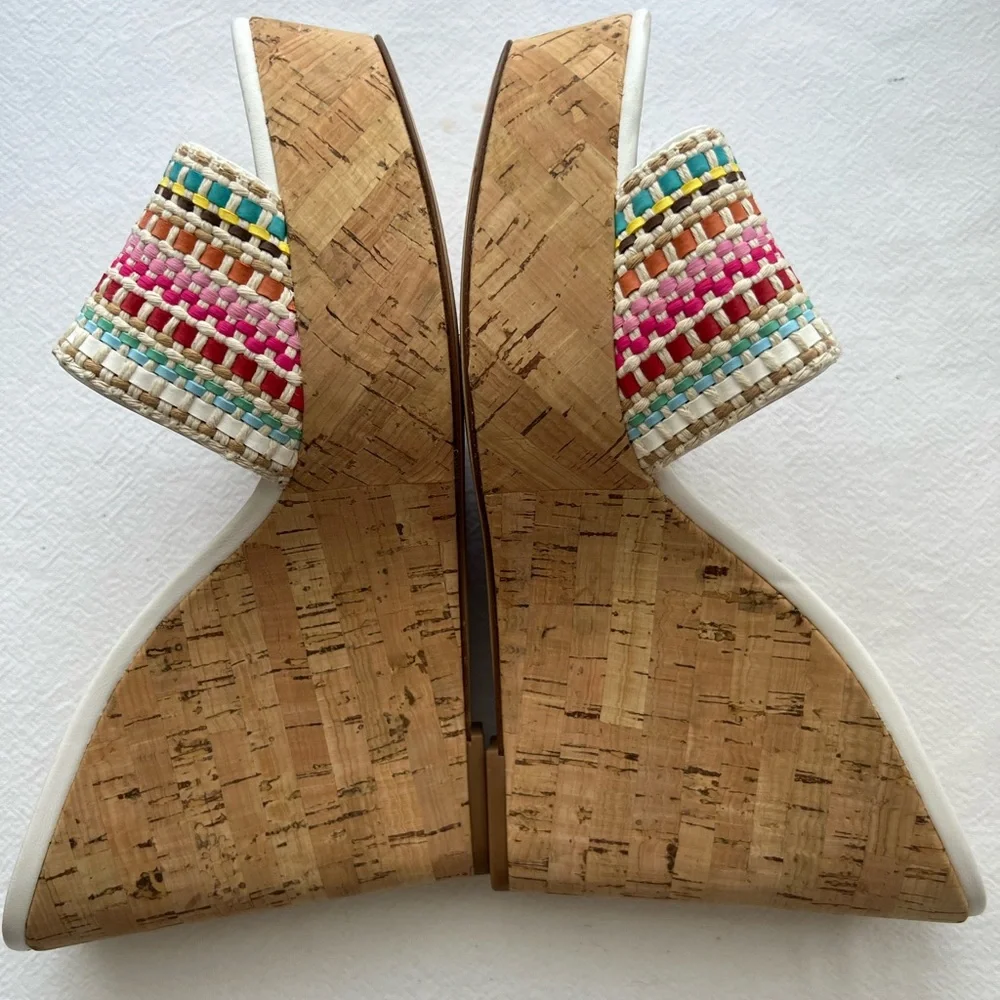 VERONICA BEARD Dali Raffia Wedge Sandals Size 10 New